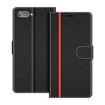 COODIO Phone Case For Blackberry Key2 LE, Magnetic Flip Leather Case For Blackberry Key2 LE Wallet Case, Black/Red