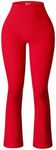 OQQ Women's Flare Pants Ribbed Seamless Workout High Waist Bell Bottoms Pants Red