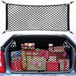 Haofy Rear Cargo Net, Stretchable Trunk Storage Organizer Net, Nylon Plastic Truck Bed Nets with Hooks for Car SUV Truck(Black 105x55cm)