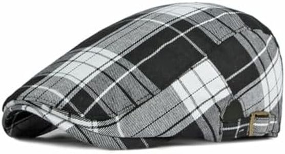 meioro Men's Striped Plaid Newsboy Hat Cabbie Beret Ivy Flat Cap Adjustable Gatsby Hat Hunting Driving Cap(Classic, Black)