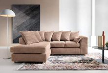 Abakus Direct Left Hand Corner Sofas for Living Room - Stylish Jumbo L Shaped Sofa with Water Repellent Jumbo Cord | Contemporary Chaise Lounge Sofa Corner in Brown | 212Wx164Dx78H