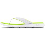 Under Armour Women's Ignite Pro Marbella Flip Flop Slide Sandal, (102) White/White/High-vis Yellow, 10