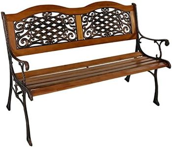 Sunnydaze 49-Inch Cast Iron and Wood 2-Person Garden Bench with Ivy Crossweave Design - 485-Pound Weight Capacity