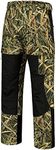 BASSDASH Splice Men’s Waterproof Breathable Hunting Pants Ripstop Camo Fishing Rain Pant, Reeds/Black, 30W x 32L