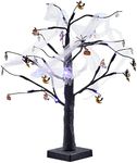 THE TWIDDLERS - 2FT Black Halloween Tree with USB/Battery-Powered LED Lights, Spooky Spider Web Design & Hanging Twig Ornaments - Perfect for Halloween Party Decorations