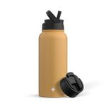 JoyJolt Triple Insulated Water Bottle with Straw Lid AND Flip Lid! 32oz Large Water Bottle, 12 Hour Hot/Cold Vacuum Insulated Stainless Steel Bottle. BPA-Free Leakproof Water Bottles - Thermos Bottle