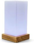 LuvLink Tower Friendship Lamp v2 Extended WiFi Range - Bluetooth Setup - Wood & Glass Design (Single, Natural)