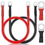 Elecoutek 2 Pcs Battery Cables 100cm, 12v Battery Leads 3 AWG 25mm² Red and Black Battery Inverter Cables with M10 Terminals Copper Jump Leads for Car, Auto, Truck, Motorcycle, Solar, Marine