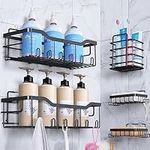 Laimew 5-Pack Shower Caddy, 304 Stainless Steel Bathroom Organizers, Adhesive Shower Shelves Shower Shelf, Black Shower Organizer Bathroom Accessories Set Bathroom Shelf