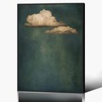 Venphude Vintage Sky Cloud Canvas Wall Art, Retro White Clouds In The Blue Sky Art Prints, Nature Landscape Cloud Painting Poster for Room Aesthetic, Moody Clouds Picture Decor 16x24in Framed