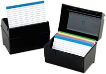 Oxford 01351 Plastic Index Card Flip Top File Box Holds 300 3 x 5 Cards, Matte Black (1 EA)