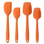 Silicone Spatulas Set, Rubber Spoon Spatula Heat Resistant Spoonula One Piece Design Seamless Spatula Non-Stick Scrapers Baking Mixing Tool (Orange)