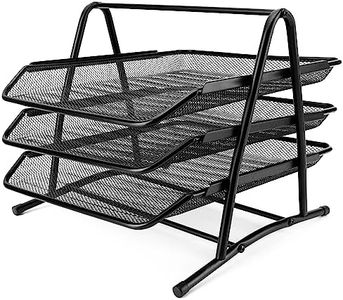 Belle Vous Organizer Documenti a 3 Livelli in Rete Nera - Porta Documenti Scrivania A4 in Metallo - Organizzatore Documenti/Carta per Ufficio, Scrivania, Tavolo, Casa, Studio o Scuola