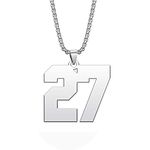 OutstandLong Mens Number 27 Necklace for Women Baseball/Soccer/Football/Basketball Sports Stainless Steel Necklace Pendant Personalized Jewelry 3mm Chain