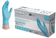 AMMEX Blue Nitrile Disposable Exam Gloves, 3 Mil, Latex & Powder Free, Food-Safe, Textured, Non-Sterile, Large, Box of 100