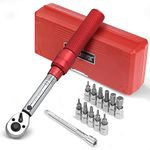 UYECOVE 1/4 Inch Drive Torque Wrench Set 2-20 Nm, 13Pcs Bike Torque Wrench, Bicycle Torque Wrench & MTB Tool Kit, with Allen Hex, Torx Sockets, Extension Bar, Red