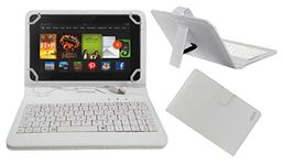 Acm USB Keyboard Case Compatible with Kindle Fire Hd 7 2012 2nd Gen Tablet Cover Stand Study Gaming Direct Plug & Play - White