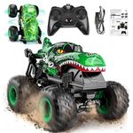 BEZGAR Monster Truck Toys - Monster Truck Remote Control Car with Light & Music, Dinosaur Toys Age for Boys, 1:20 Scale RC Truck with 360° Spin & Drifting, RC Car for Kids age 3 +