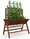 GarveeHome 52x30x54in Raised Garden Bed with Legs, Elevated Wooden Raised Planter Box with Vine Climbing Trellis Outdoor Standing Growing Bed for Growing Vegetables Flowers Herbs