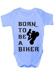 Born to Be A Biker Funny Babygrow~Babies Gift Boy/Girl Vest Babies 3-6 Blue