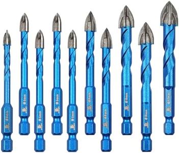 Masonry Drill Bit BRSCHNITT 10pcs Carbide Tips Concrete Drill Bit Set for Pots Bottles Ceramic Tile Glass Brick Ceramic Hex Shank