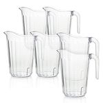 Arrow Home Products Clear Plastic Pitcher, 60 Ounce - 6 Pack Bulk Set for Bars and Restaurants - Space-Saving Stackable Design - Fill with Ice Water, Beer - Made in The USA, BPA Free, Dishwasher Safe