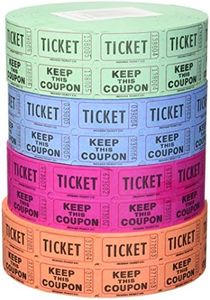 Indiana Ticket Company 56759 Raffle Tickets, (4 Rolls of 2000 Double Tickets) 8, 000 Total 50/50 Raffle Tickets, (Assorted Colors)