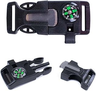 West Coast Paracord Whistle Buckle with Flint Scraper Compass for Outdoor Camping Hiking Paracord Bracelet (10 Pack)
