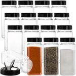 Hacaroa 16 Pack 21 Oz Plastic Spice Jars with Shaker/Pourer Lids, Square Empty Seasoning Containers Clear Spice Bottles for Dry Food, Condiments, Herbs, Powders