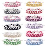 Carykon 12 PCS Neutral Bracelet Friendship Bracelet Cotton and Linen Hand-Woven Bracelet Adjustable Size 6-11 Inches (Lucky)