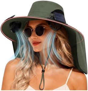 Solar Panel Powered Fan Built in Wide Brim Outdoor Fishing Sun Hat Men Him Boyfriend Bf Husband Uncle Awesome Grandpa Grandfather Who Have Cool Everything 1 Year First Anniversary Happy Birthday Gift