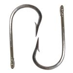 Tuna Shark Fishing Hooks 10pcs/lot Stainless Steel Big Game Sharp Fish Hook Round Bend Ringed Eye Saltwater 7691 Tuna Bait Fishhooks (10/0-10pcs)