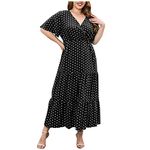 Holiday Clothes For Women Uk Tea Dresses Women Mexican Fancy Dress Plus Size Dresses Polka Dot Print Maxi Dress Elegant Evening Dress Oversized Dresses Tunic Wrap Dresses White Dress Black Xxl