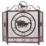 BestGiftEver 3-Panel Fireplace Screen Decorative with Galloping Horses Design - Stand Alone Fireplace Cover Metal Mesh Screen - Home Decorative Firescreen for Lodge, Cabin, and Ranch Western Theme