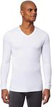 32 Degrees Heat Mens Performance Thermal Lightweight Baselayer Vneck Long Sleeve Top, White, X-Large