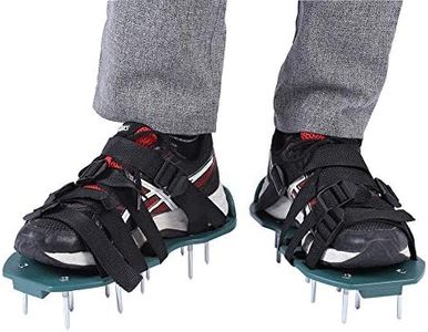 Tnfeeon Lawn Aerator Shoes with Stainless Steel Shove Lawn Aerator Sandals with Hook & Loop Straps Spiked Aerating Sandals for Yard Patio Lawn Garden (4 Straps)