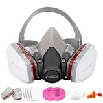 kawazey Medium Reusable Half Facepiece Respirator with 2091 Filter, 6001 Cartridge, 6200 Replacement Shield for Painting, Sanding, Polishing, Welding, Woodworking - 13 in 1 Set with English Manual