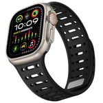 ZZDZZ Compatible with Apple Watch Band 49mm 46mm 45mm 44mm 42mm 41mm 40mm 38mm, Magnetic Silicone Sport Breathable Strap for iWatch Ultra 2 SE Series 10 9 8 7 6 5 4 (49/46/45/44/42mm, Black)