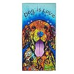 Dawhud Direct Colorful Dog Beach Towel for Women, Girls, Kids, Men, Dog Bath Towel Print 30" x 60" Pool Towel Super Soft Plush Cotton Dog Towel - Dean Russo Dog is Love