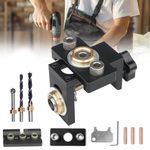 Serplex® 3-in-1 Woodworking Dowel Drilling Guide Set Adjustable Pocket Hole Jig Kit with 8mm/10mm/15mm Drill Bits Precise Locator Puncher Tool for Furniture Assembly DIY & Professional Use