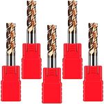 ASNOMY 5pcs Carbide Square End Mill - 15/64"(6mm) Micro Grain Carbide End Mill for Alloy Steels/Hardened Steels - 4 Fultes Milling Cutter- HRC55 AlTiN Coated