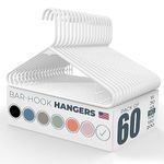 60pk Made in USA Strong Plastic Clothes Hangers Bulk | 20 30 50 100 Pack Available | Laundry Clothes Hanger | Coat Hangers Plastic | Heavy Duty Plastic Hanger for Closet and Clothing Hangars (White)