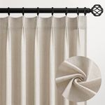 Pinch Pleated 94 Inch Curtains 2 Panels for Living Room,Light Brown Linen Curtains 94 Inches Long Pinch Pleat Drapes for Track System Light Filtering Semi Sheer Curtains for Dining Bedroom Office