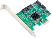 IO Crest 4 Port SATA III PCI-e 2.0 x1 Controller Card Marvell Non-Raid with Low Profile Bracket SI-PEX40064