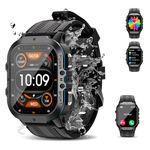 OUKITEL Military Smart Watch for Men BT20, Smart Watches with Bluetooth Voice Call for Android iOS Phone, 1.96" AMOLED Smartwatch with Heart Rate SpO2 Pressure Sleep Monitor, Waterproof Fitness Watch