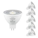 LUTW MR16 LED Bulbs Warm White 3000K, AC/DC 12V/24V GU5.3 LED Spotlight Bulbs, 5W 470LM Light Bulb Equivalent 50W MR16 Halogen Bulb, Non-dimmable, 38° Beam Angle, for Landscape, Track Lighting, 6 Pack