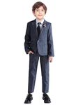 LOLANTA Boys Plaid 2-Piece Suit Blazer Pants Set Wedding Ring Bearer Outfits for Formal Casual Ocassions (Blue 5)