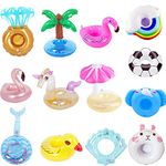 13 Pcs Inflatable Drink Holders Floats,Inflatable Pool Drink Cup Floating Bath Holder,Inflatable Floating Drinks Holder for Hot Tub Pool Inflatable Cup Coasters for Kids Family Pool Party