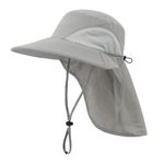 Home Prefer Outdoor UPF50+ Sun Hat Wide Brim Mesh Fishing Hat with Neck Flap, Light Gray, Large-X-Large