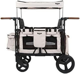 Keenz XC 2.0 - Luxury 2 Passenger Stroller Wagon for Kids | Foldable 2 Passenger Quad Seater with Adjustable Canopy | Cream